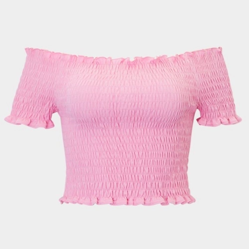 NWT H&M Smock Cold Shoulder Pink Top Size M